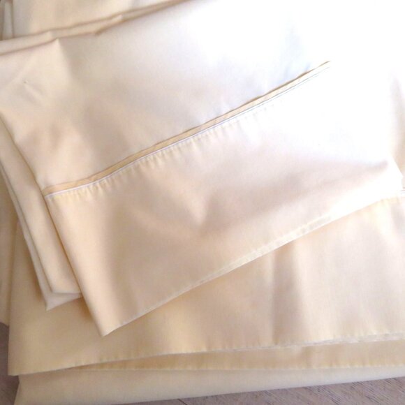 Vintage JP Stevens Twin Sheet Set 3pc Yellow Percale No Iron USA Made - Picture 5 of 7